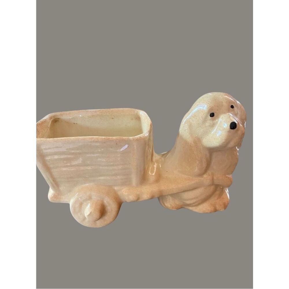 Shawnee Vintage Dog Pulling Wagon Planter ⚡️MCM⚡️